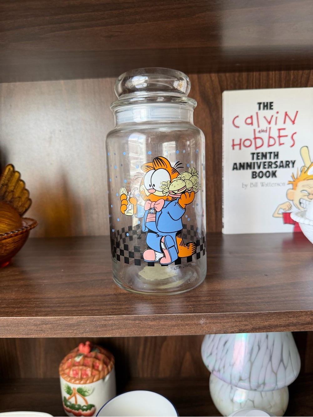 Garfield Cafe Glass canister lid featuring Garfield illustrations